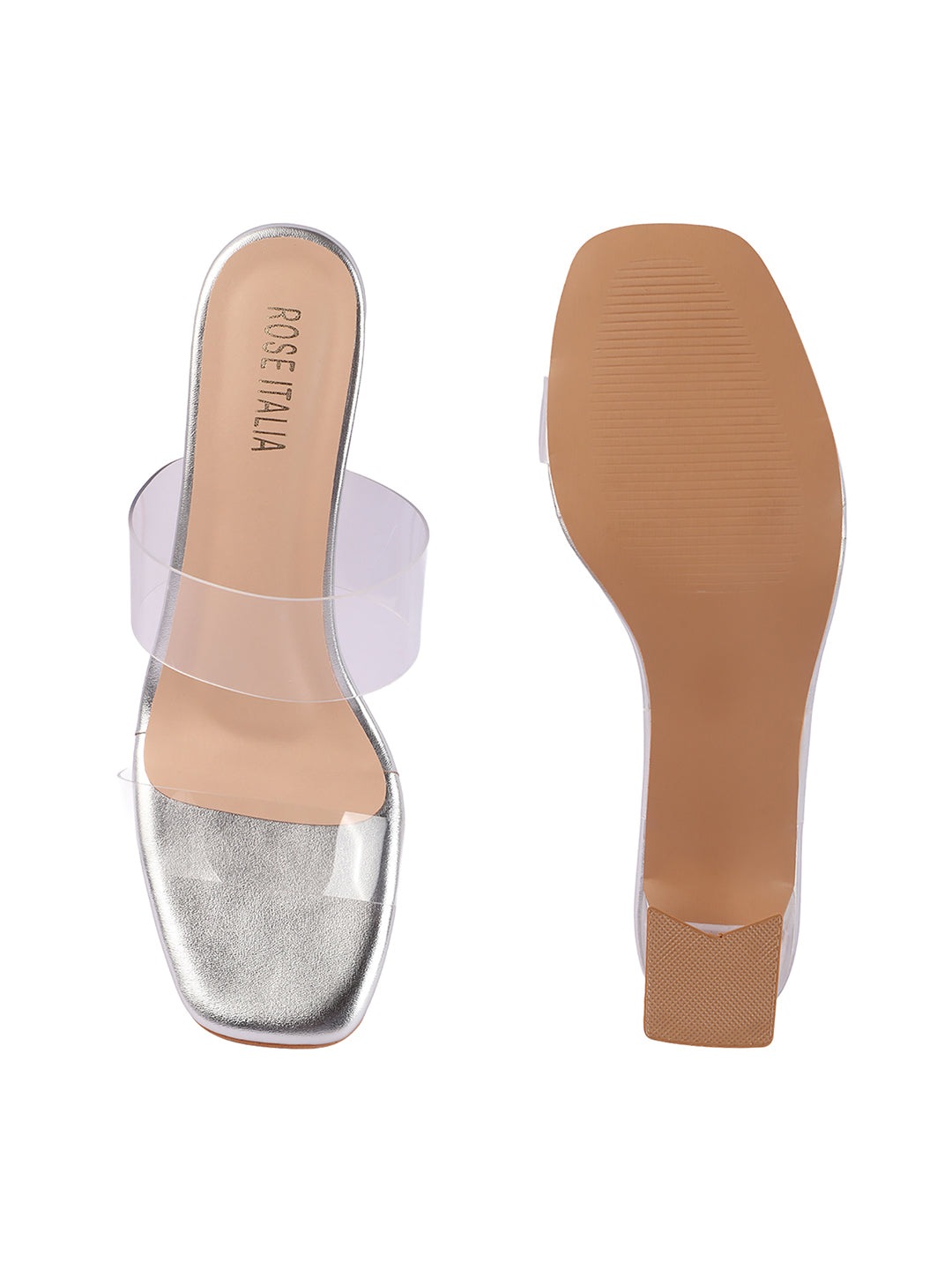 Rose Italia Transparent Strap Block Heel Sandals