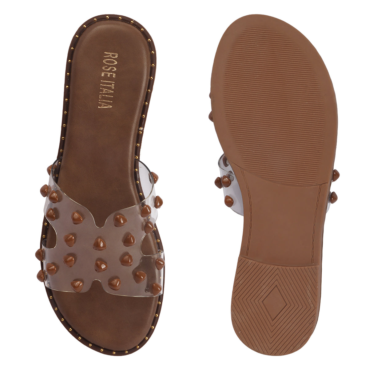 Rose Italia Transparent Slip-on Flat Sandals