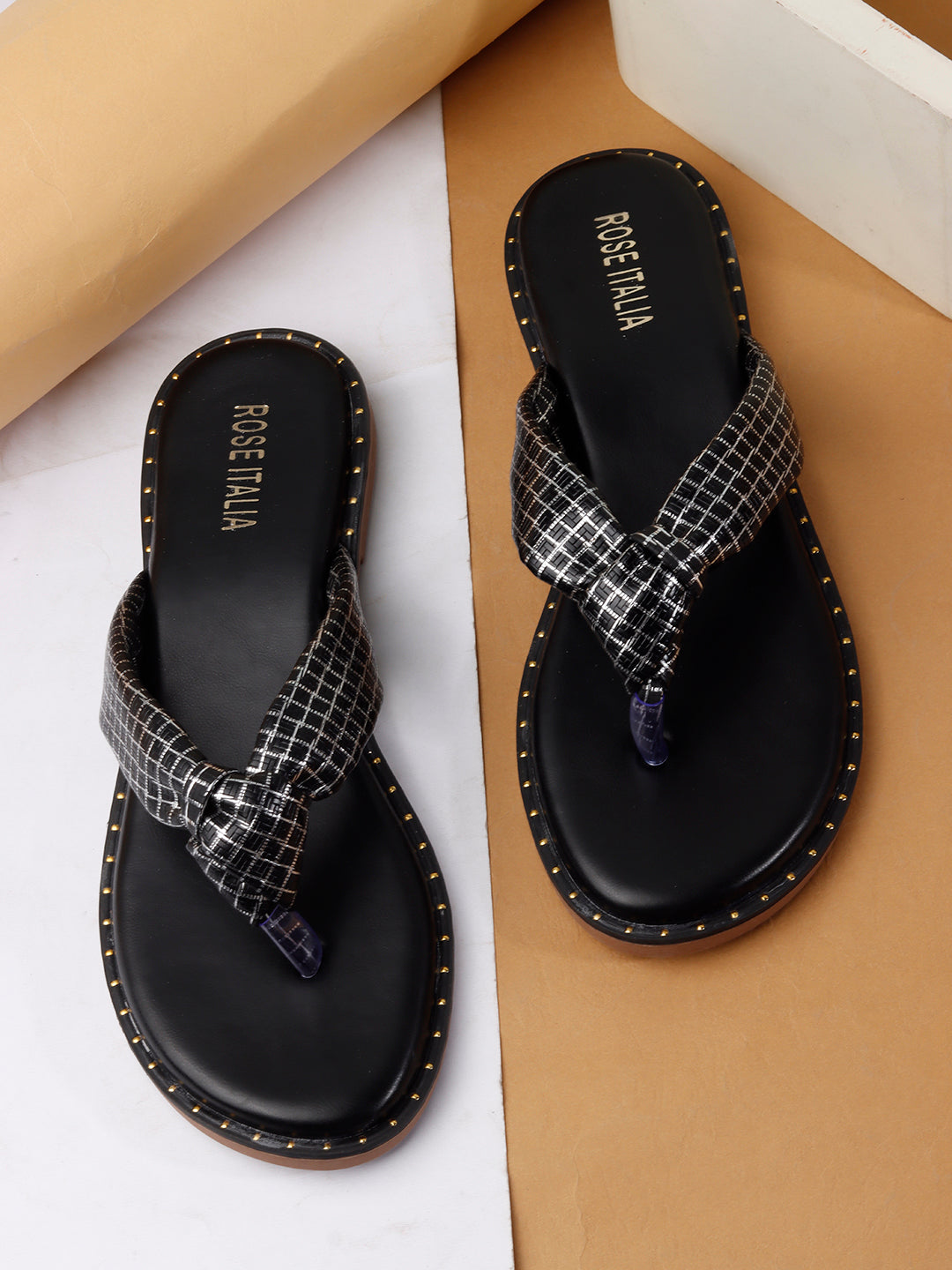 Rose Italia Knotted toe-ring Slip-on Flat Sandals