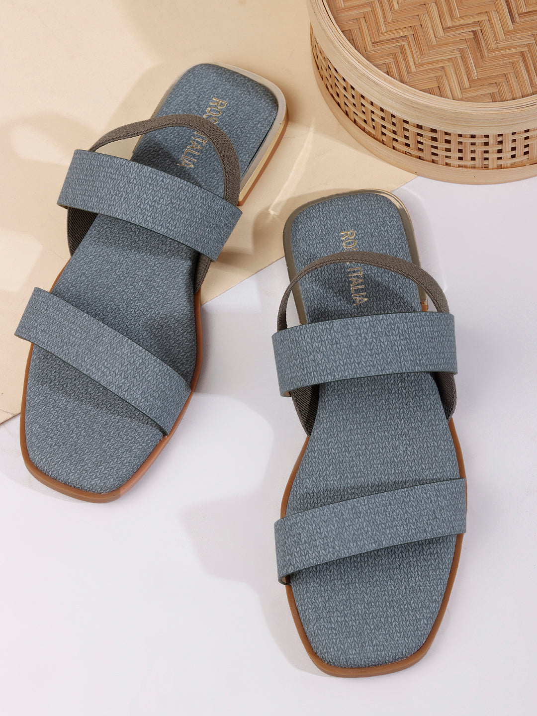 Contemporary Double-strap Slip-on Flat Sandals
