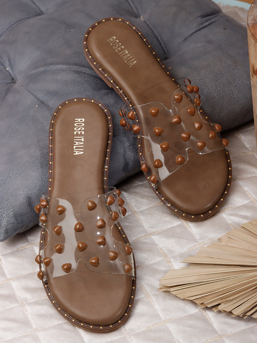 Rose Italia Transparent Slip-on Flat Sandals