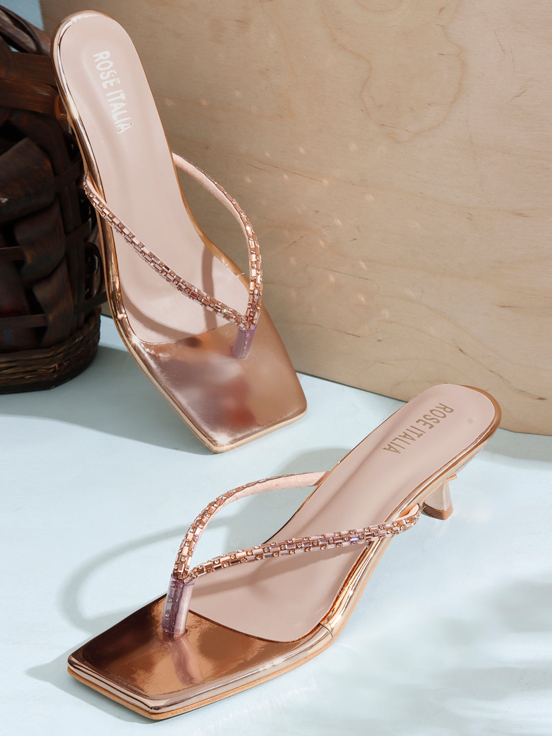 Rose Italia Toe-Ring Heeled Sandals
