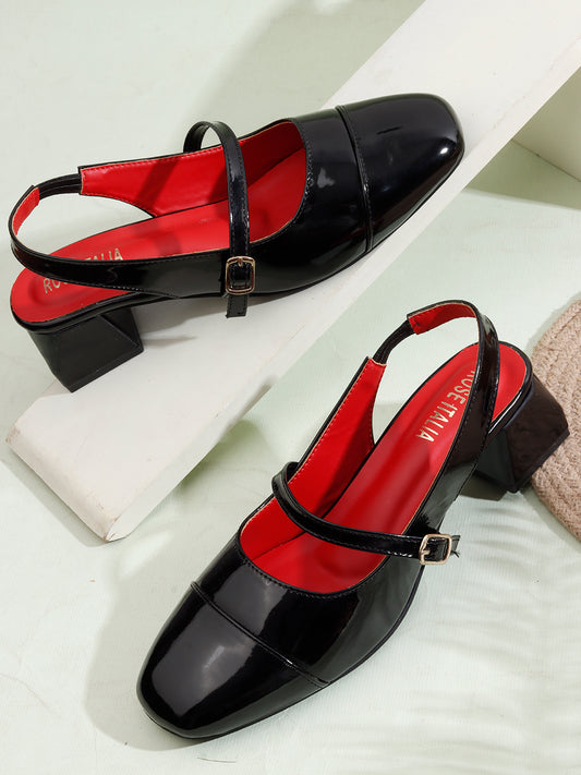 Rose Italia Patent Mary Jane Slingback Heels