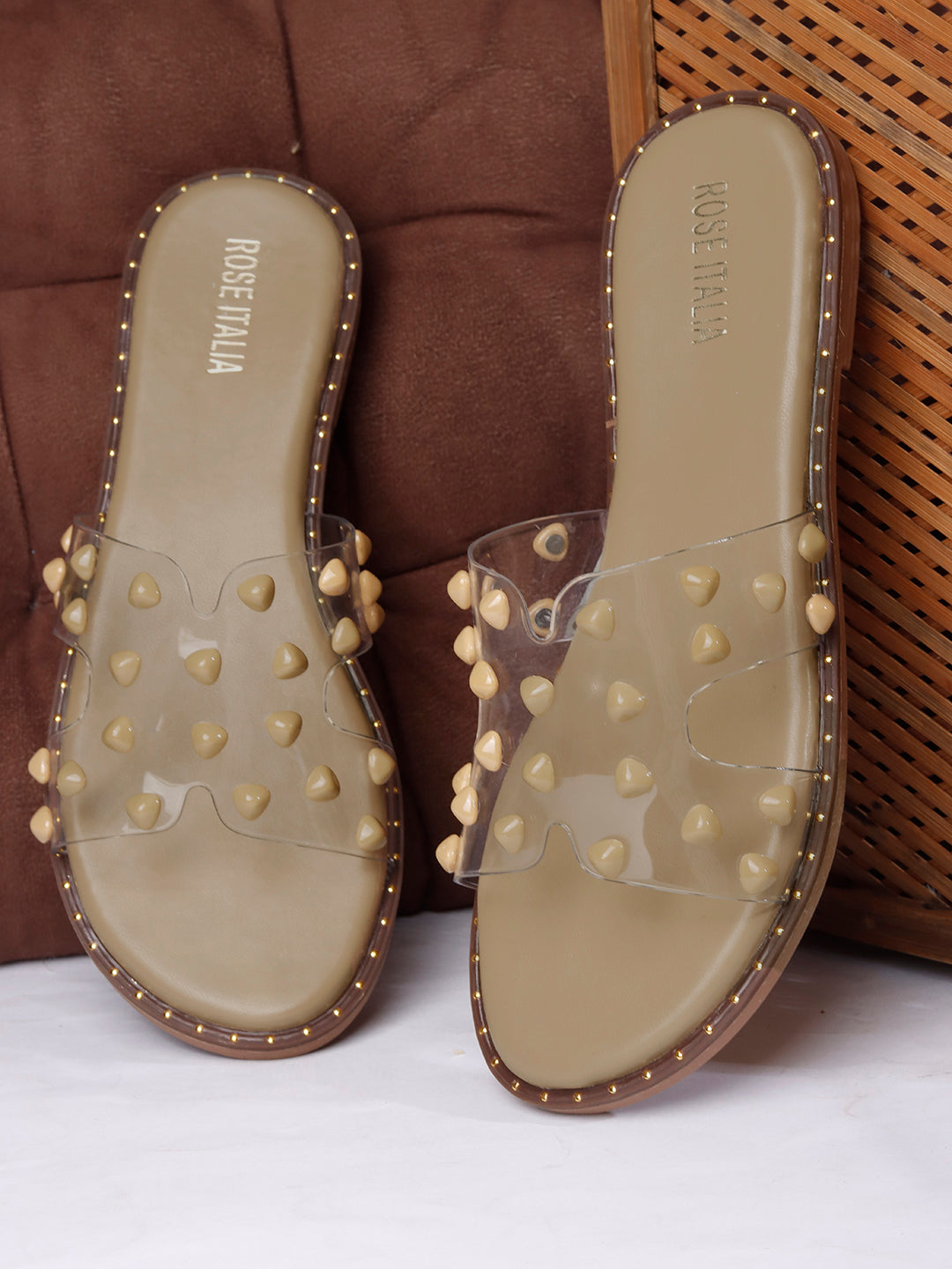 Rose Italia Transparent Slip-on Flat Sandals
