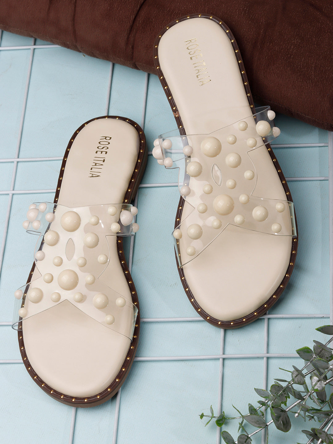 Transparent Bubble Stud Slip-on Flat Sandals