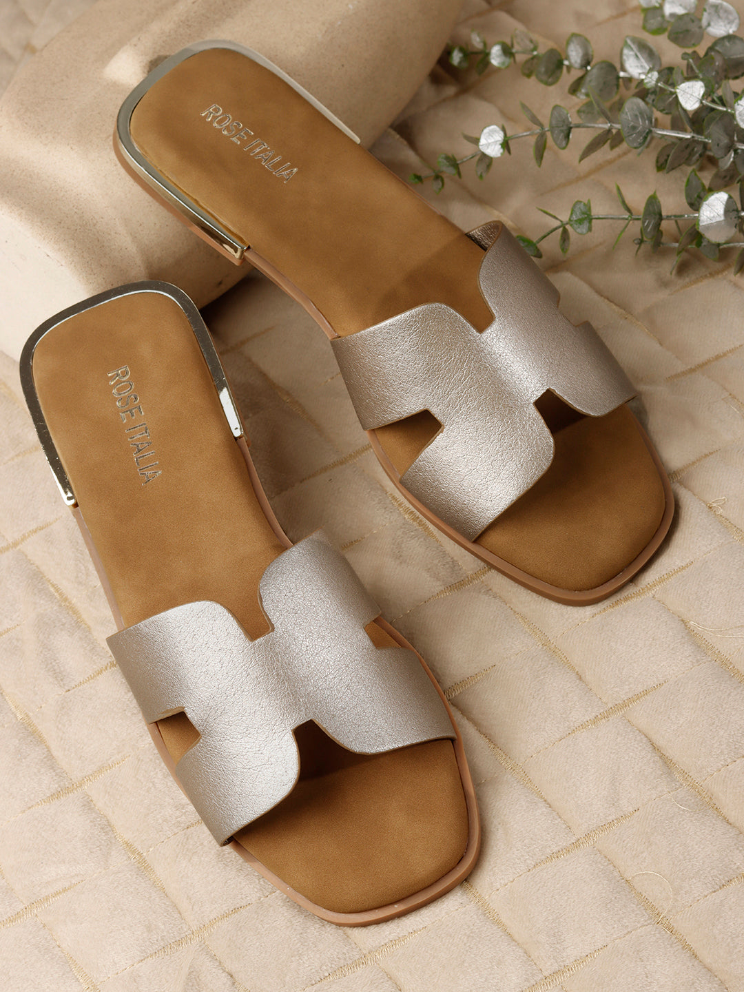 H-cut Slip-on Flat Sandals