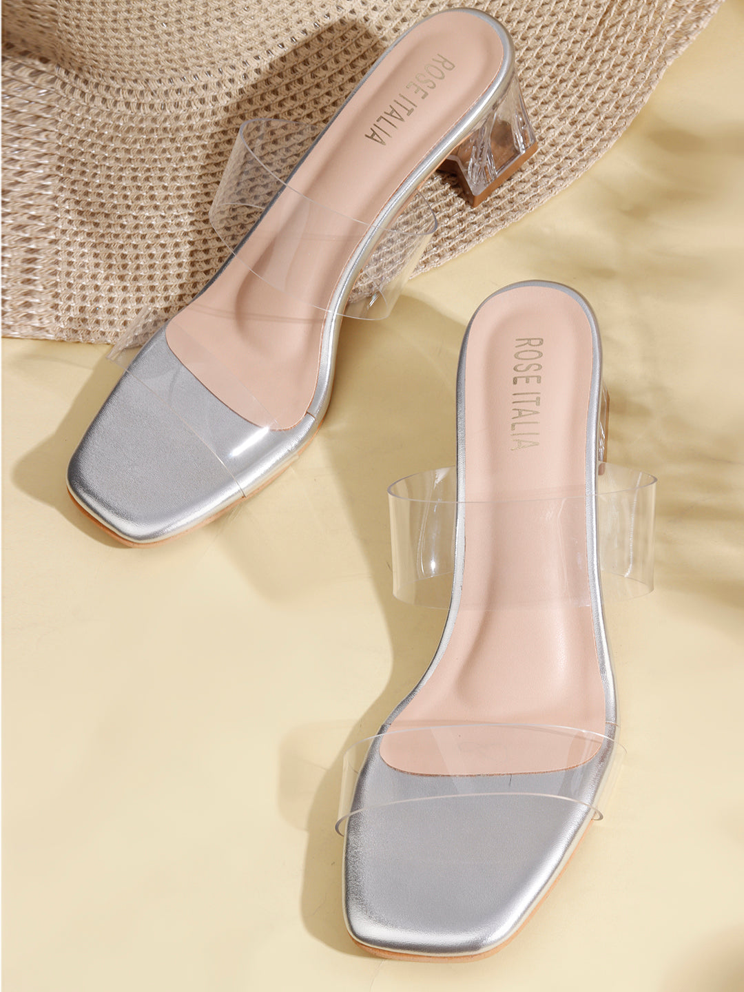 Rose Italia Transparent Strap Block Heel Sandals