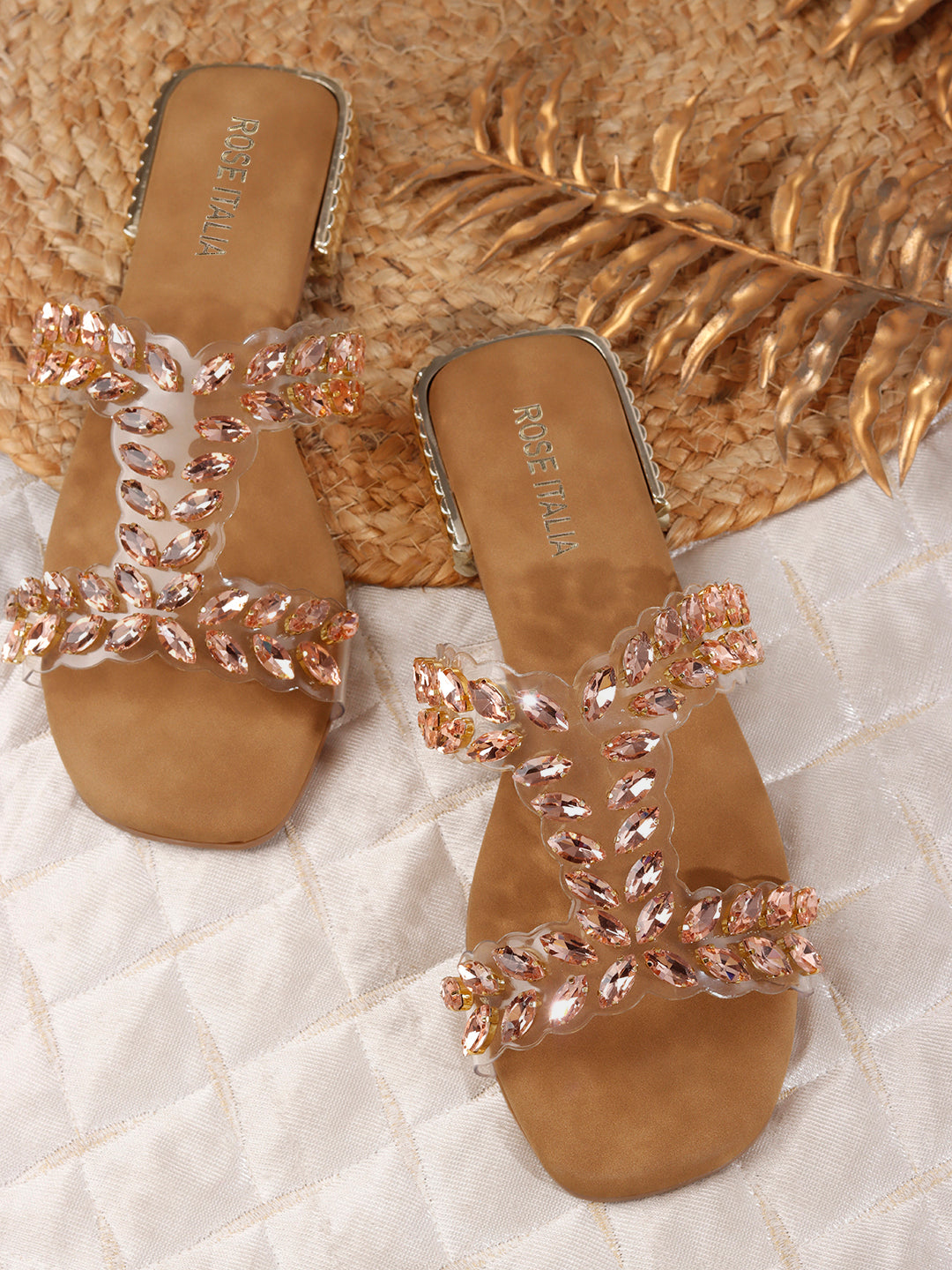 Blush-gold Slip-on Flat Sandals