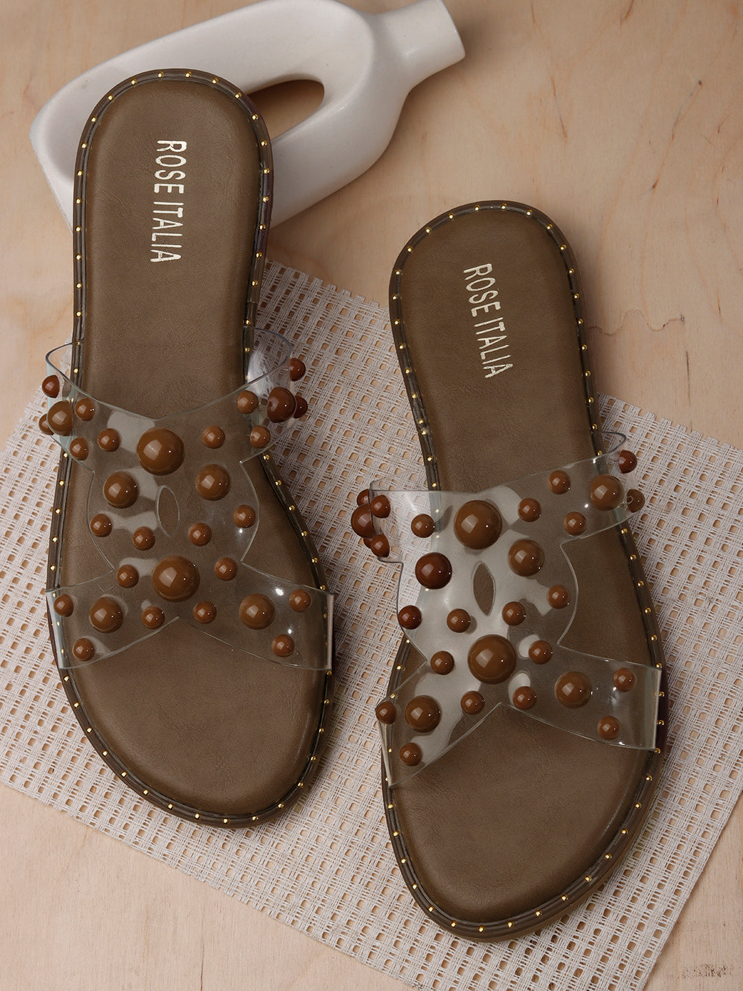Transparent Bubble Stud Slip-on Flat Sandals