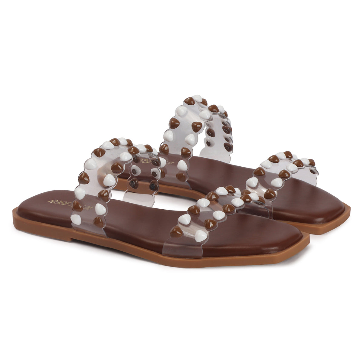 Dual-tone Studs Slip-on Flat Sandals