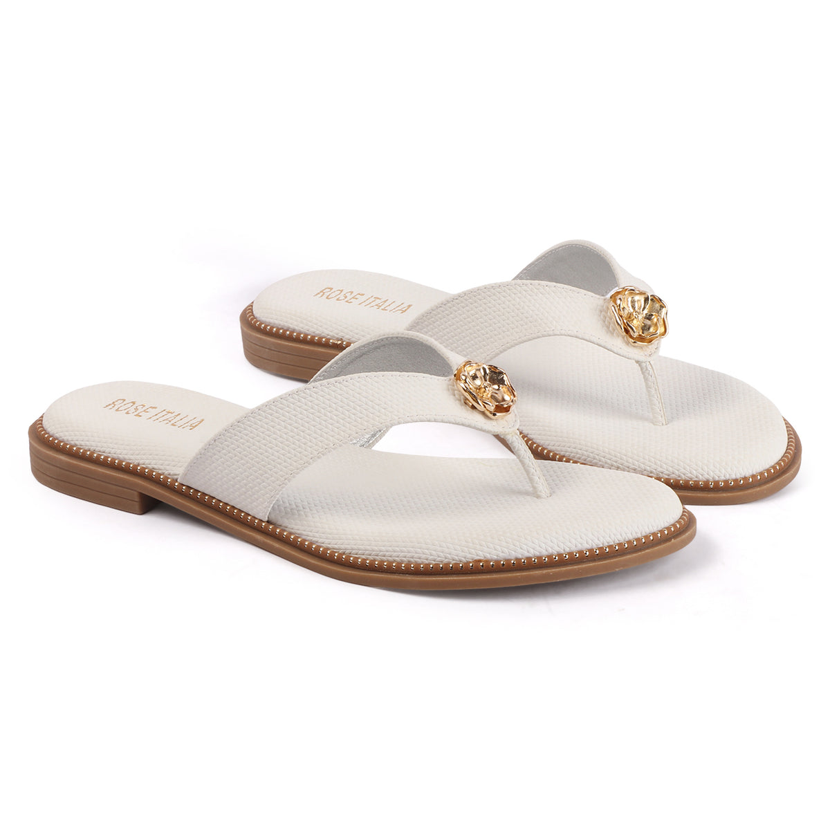 Rose Italia Toe-Ring Slip-on Flat Sandals
