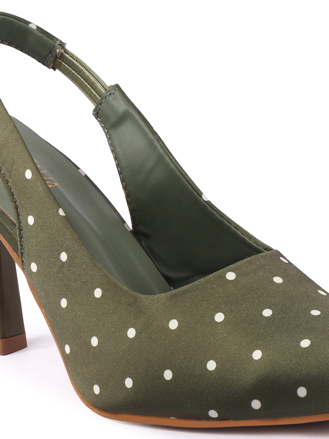 Rose Italia Polka Dot Print Satin Slingback Heels