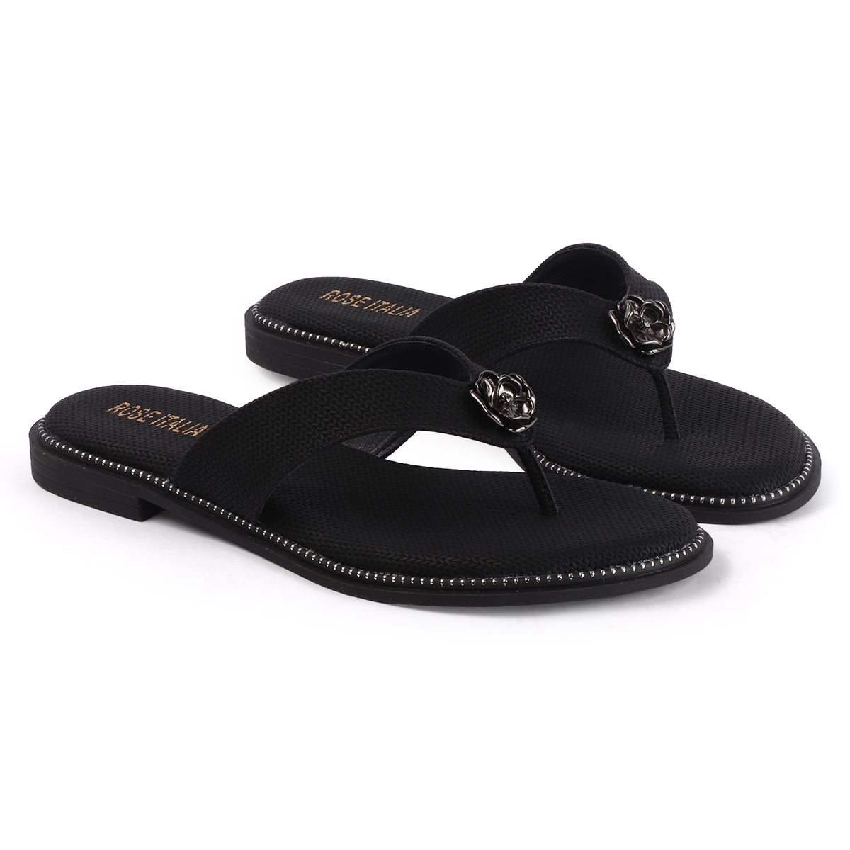 Rose Italia Toe-Ring Slip-on Flat Sandals