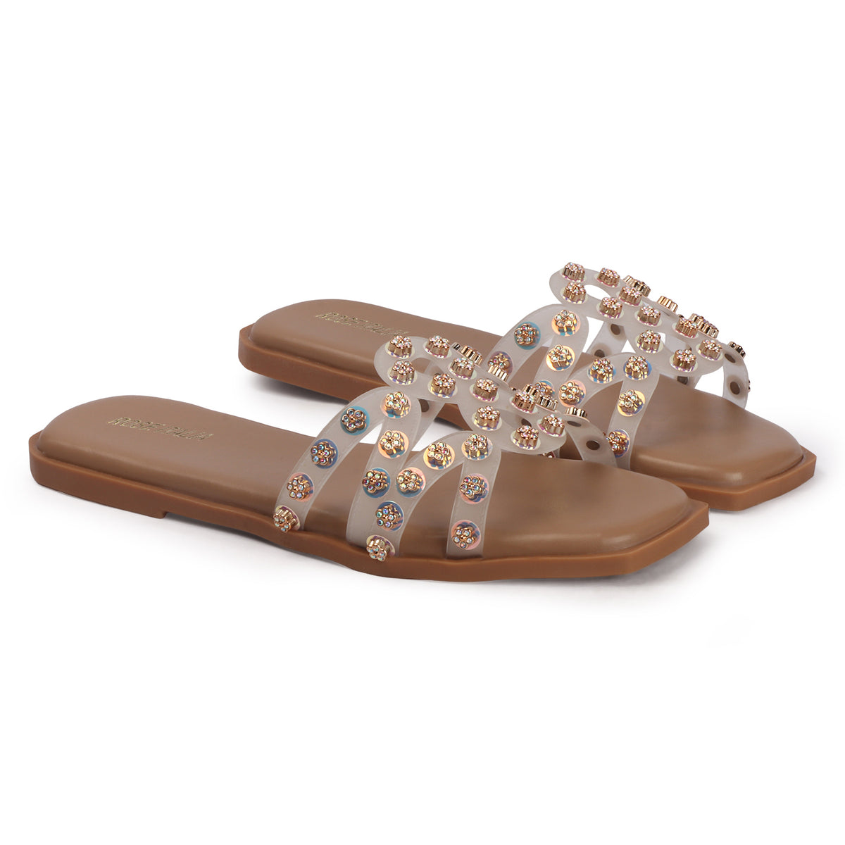 Rose Italia Multi-Strap Slip-on Flat Sandals