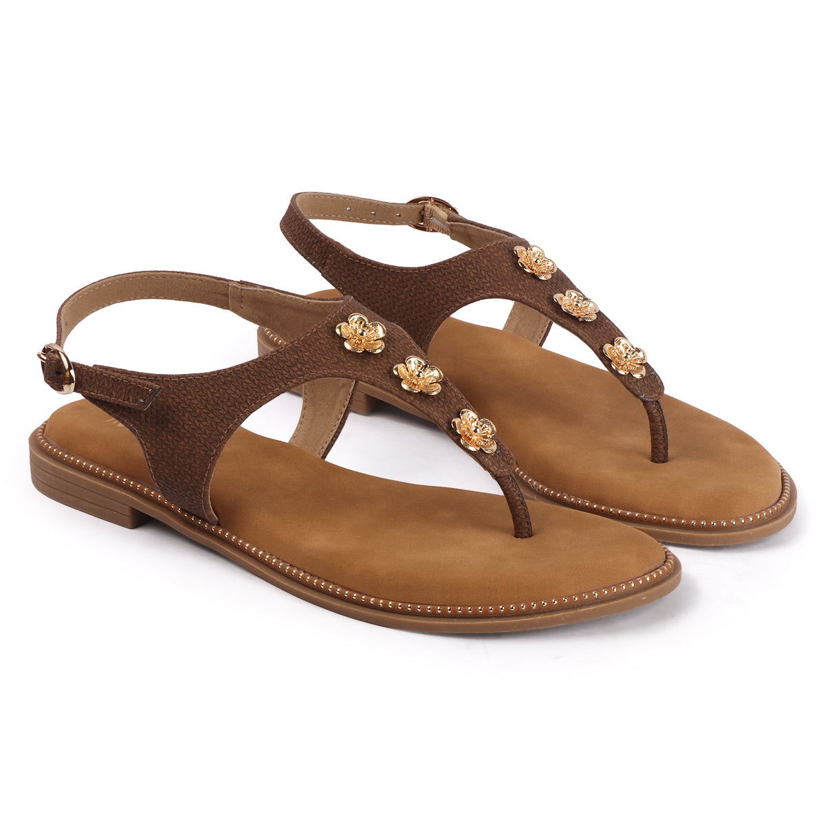 Rose Italia T-strap Slip-on Flat Sandals