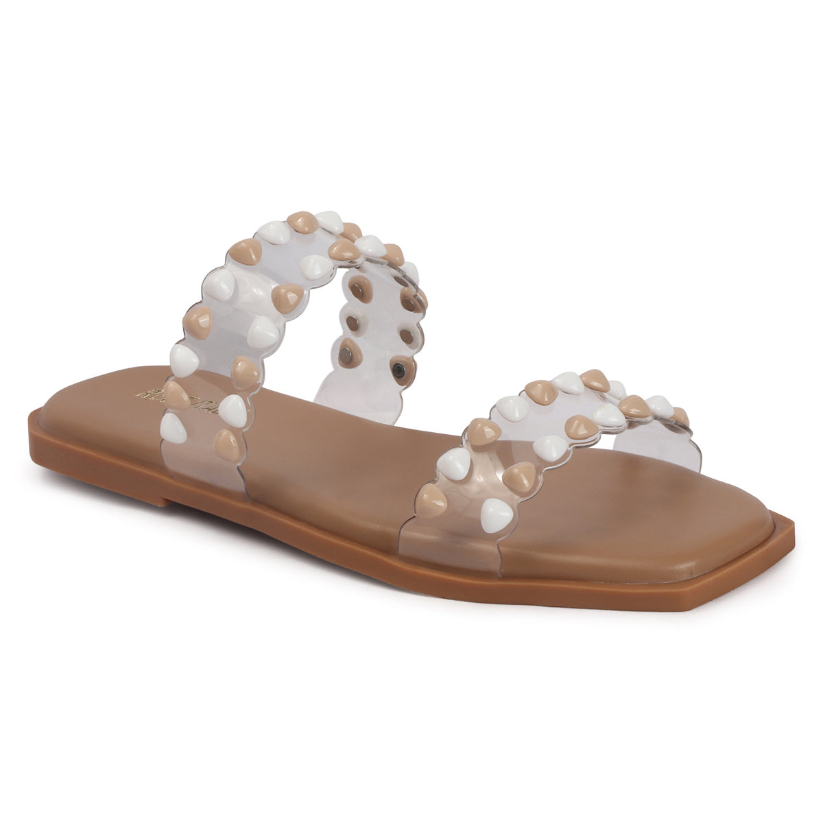 Dual-tone Studs Slip-on Flat Sandals