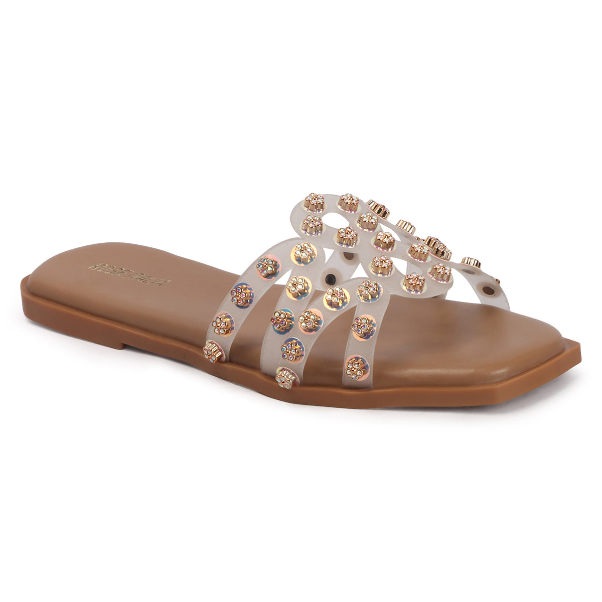 Rose Italia Multi-Strap Slip-on Flat Sandals