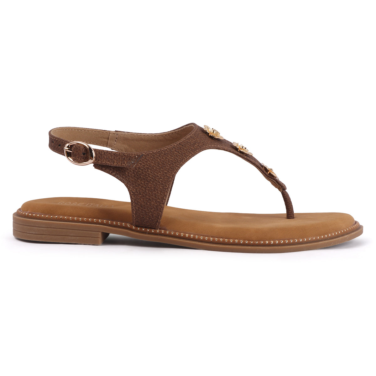 Rose Italia T-strap Slip-on Flat Sandals