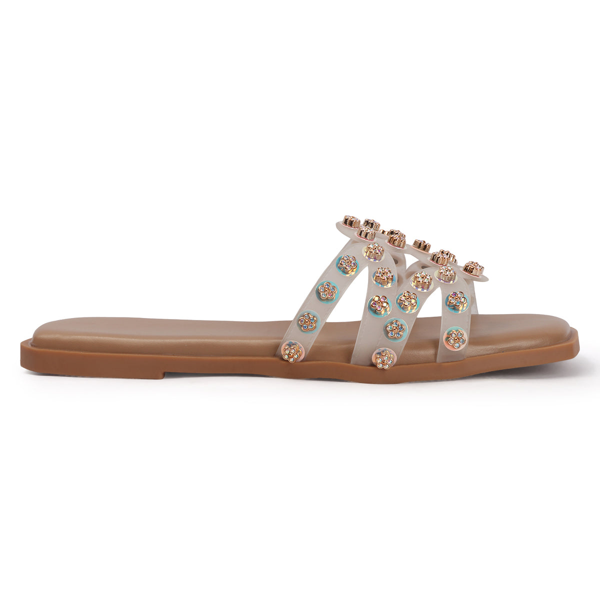 Rose Italia Multi-Strap Slip-on Flat Sandals