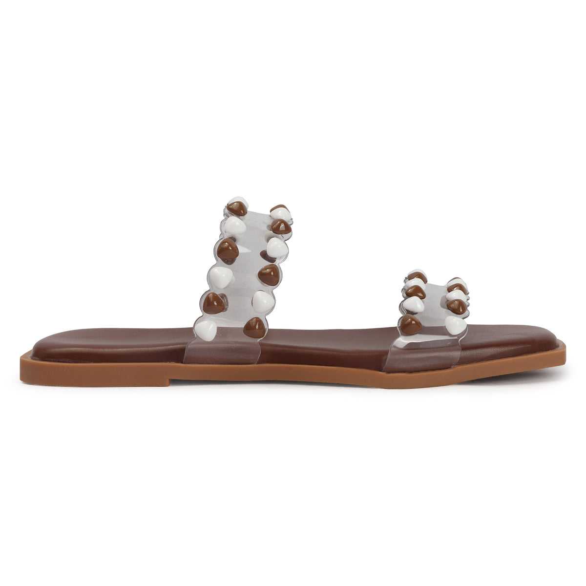 Dual-tone Studs Slip-on Flat Sandals