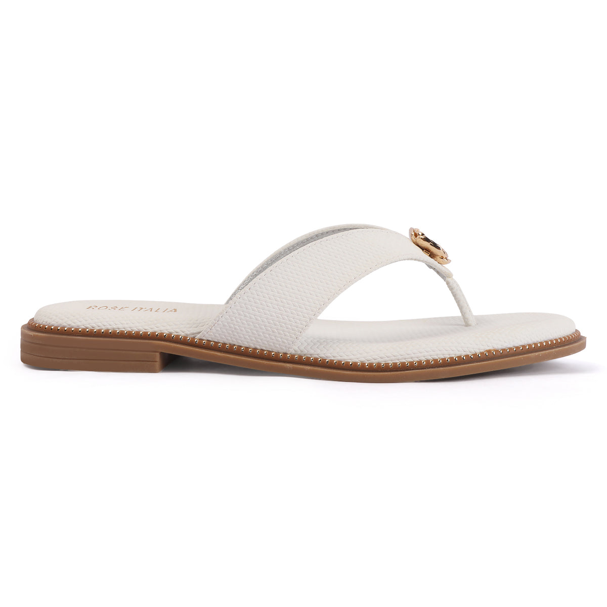 Rose Italia Toe-Ring Slip-on Flat Sandals