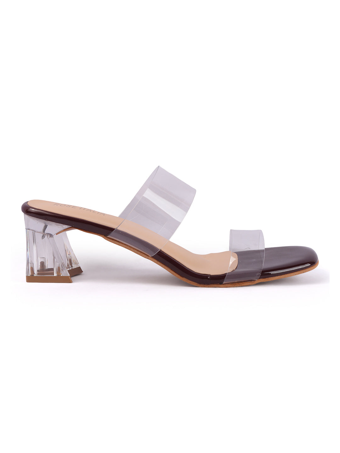 Rose Italia Transparent Strap Block Heel Sandals