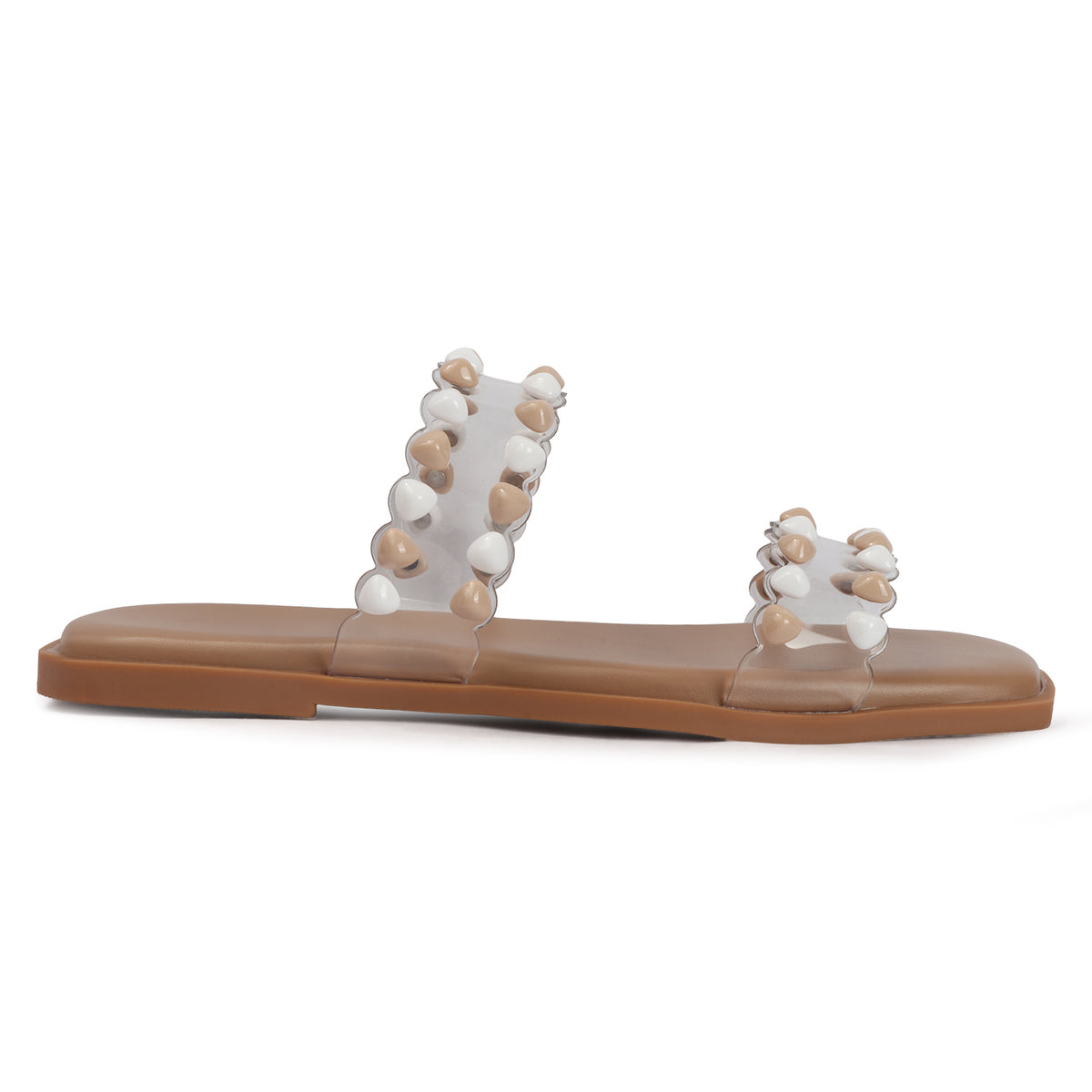 Dual-tone Studs Slip-on Flat Sandals