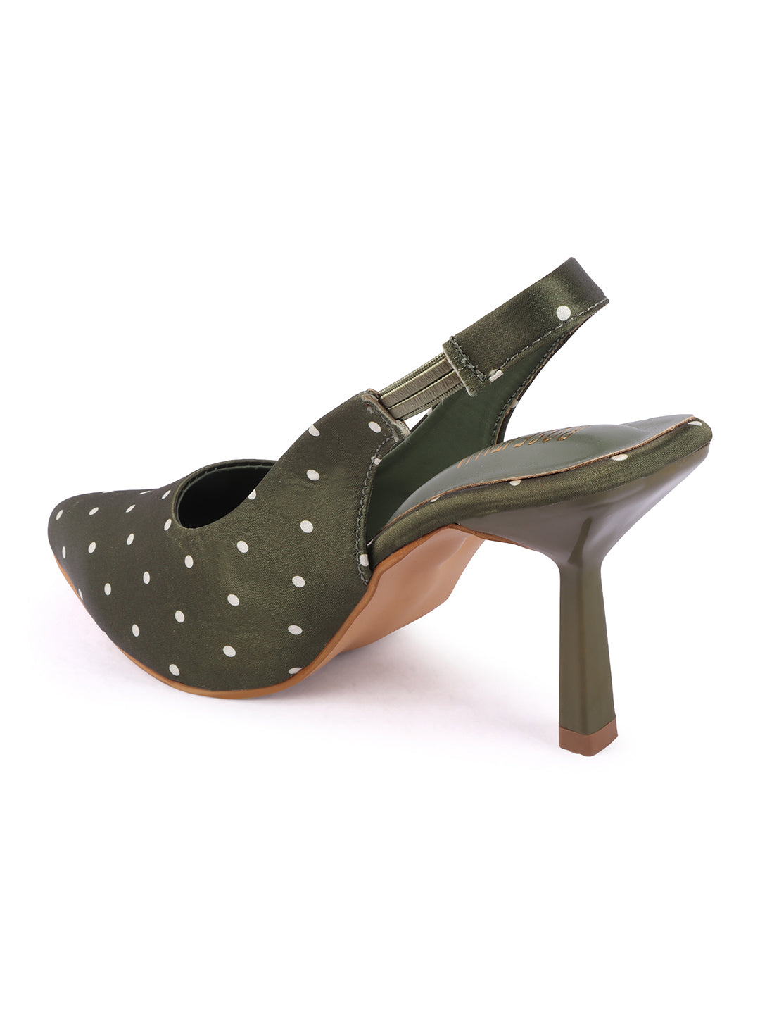 Rose Italia Polka Dot Print Satin Slingback Heels