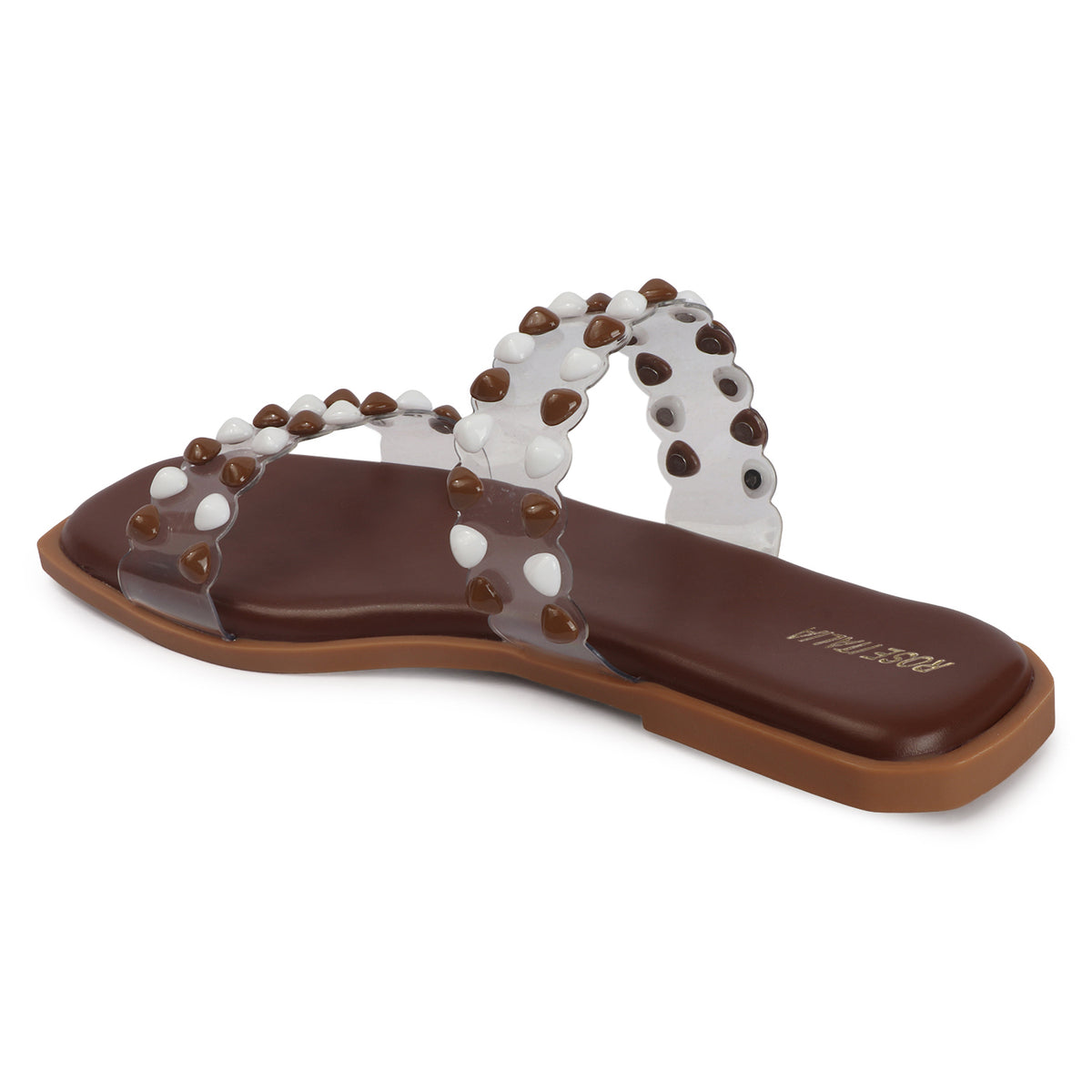 Dual-tone Studs Slip-on Flat Sandals