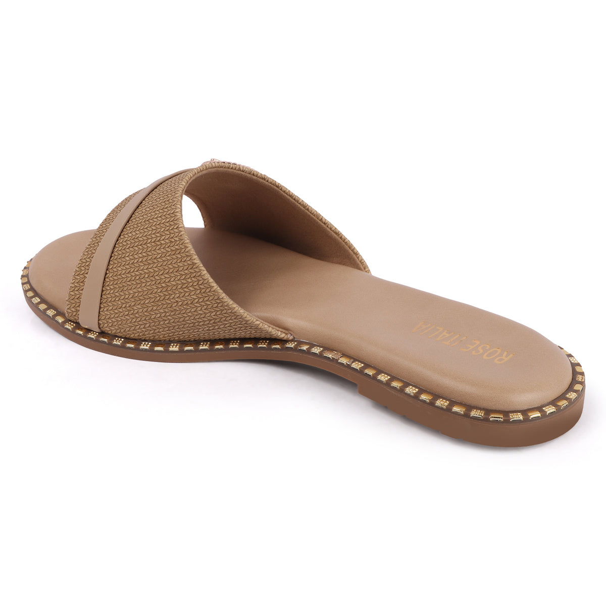 Rose Italia Cross-Band Slip-on Flat Sandals