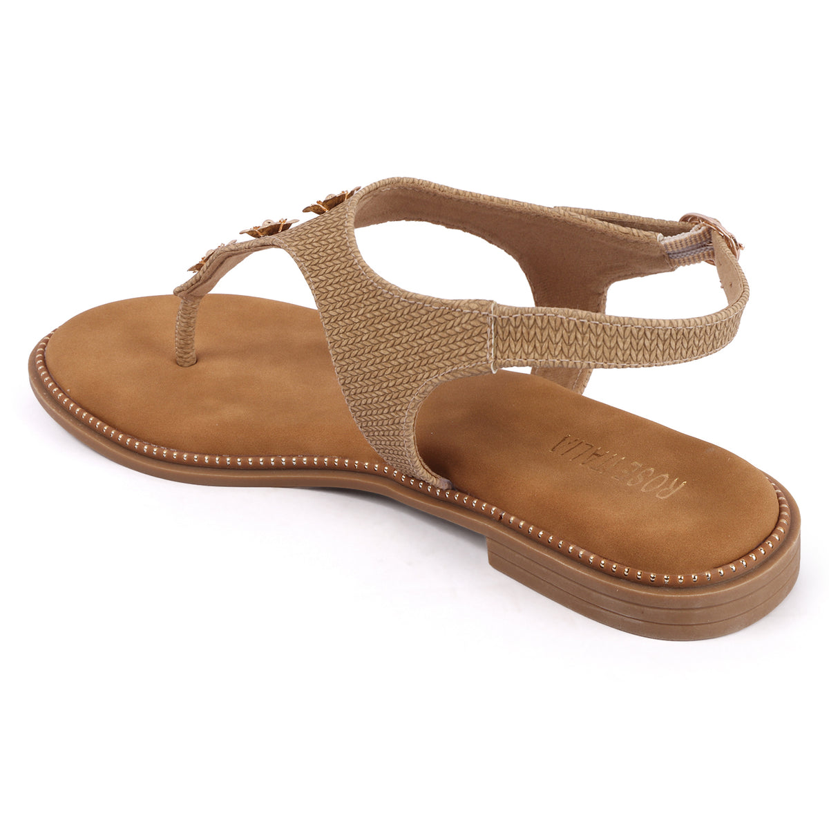 Rose Italia T-strap Slip-on Flat Sandals