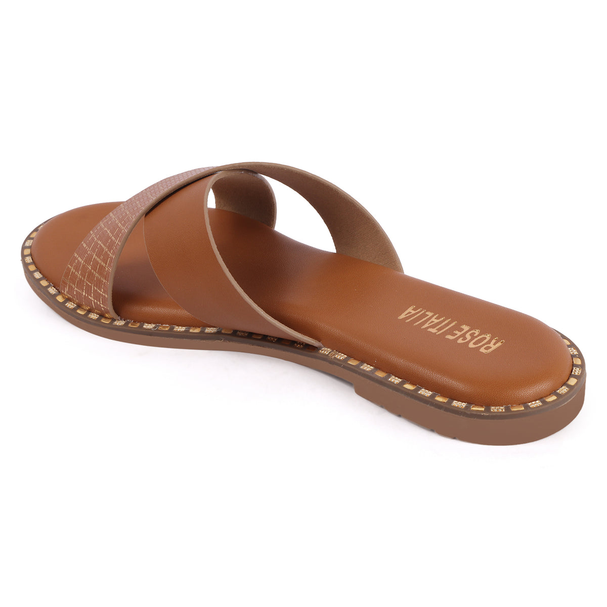 Rose Italia Cross-Strap Slip-on Flat Sandals