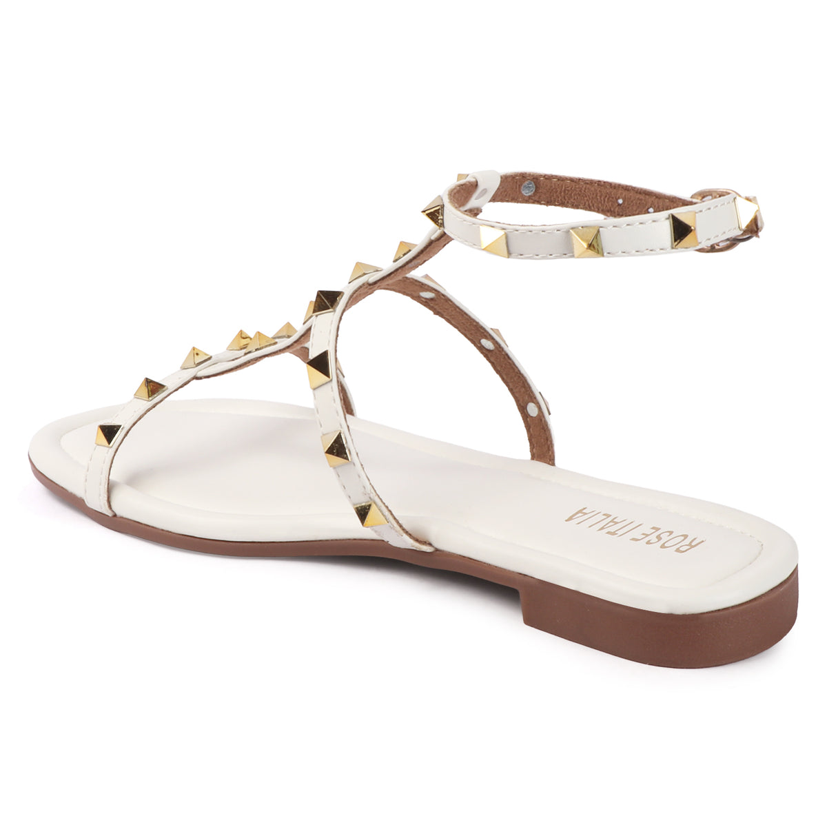 Rose Italia Chic T-strap Slip-on Flat Sandals