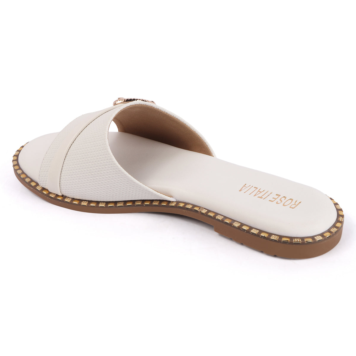 Rose Italia Cross-Band Slip-on Flat Sandals