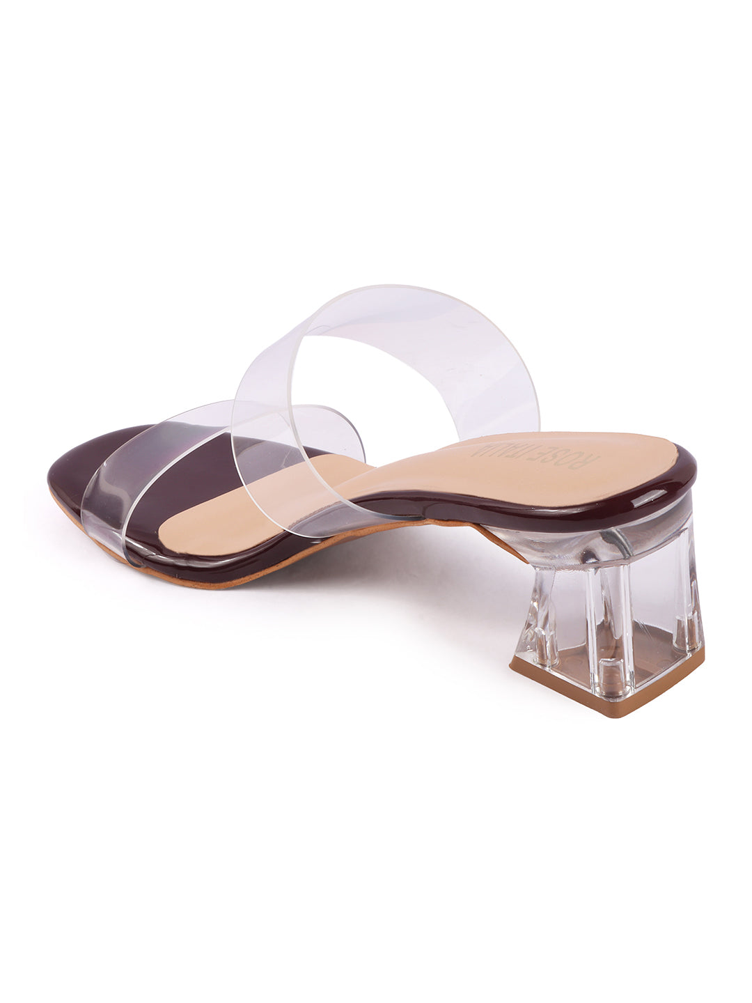 Rose Italia Transparent Strap Block Heel Sandals