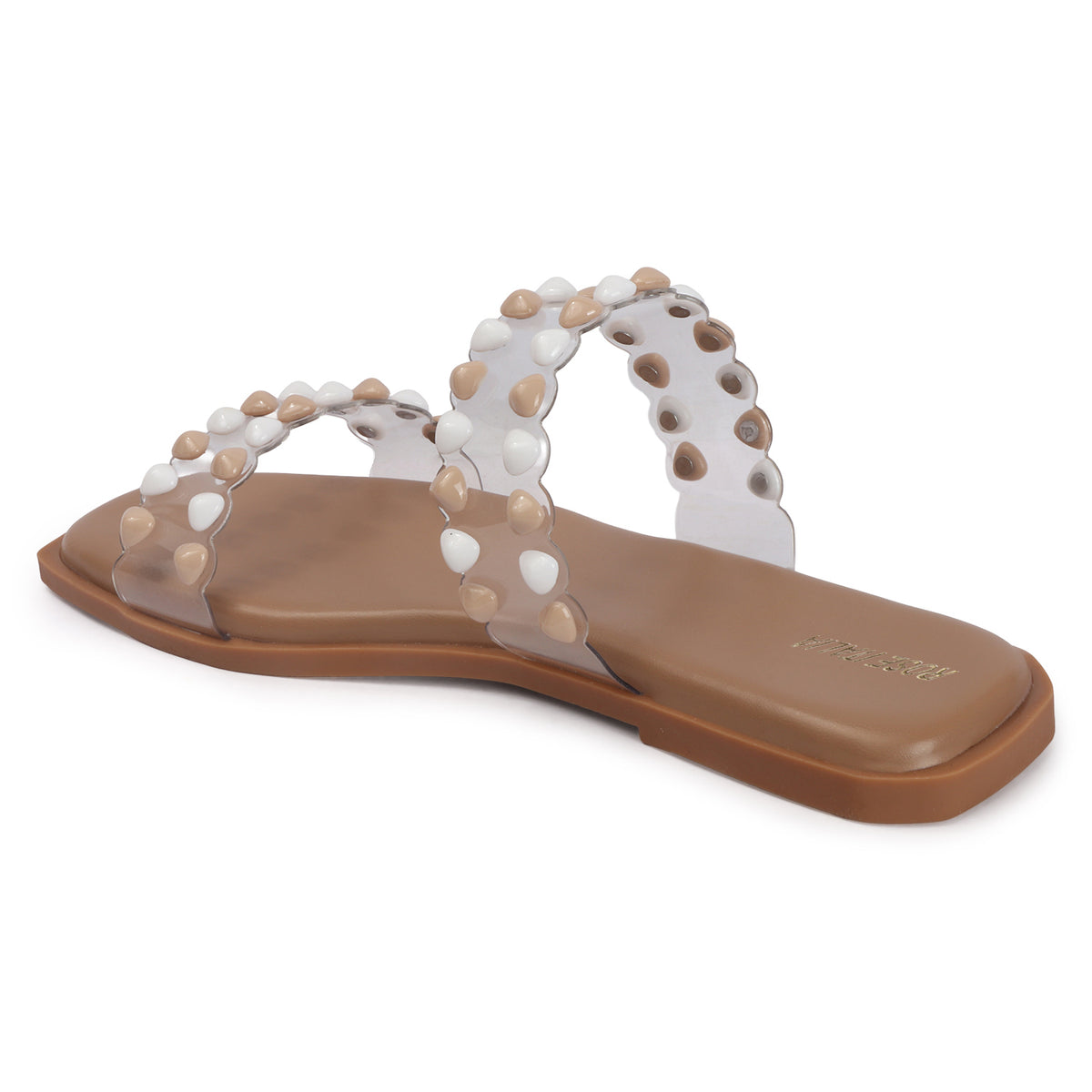 Dual-tone Studs Slip-on Flat Sandals