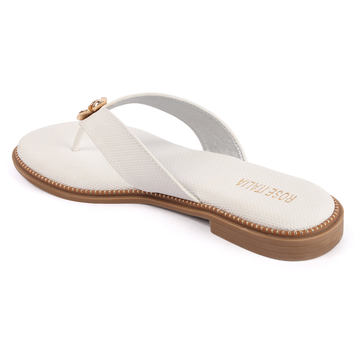 Rose Italia Toe-Ring Slip-on Flat Sandals