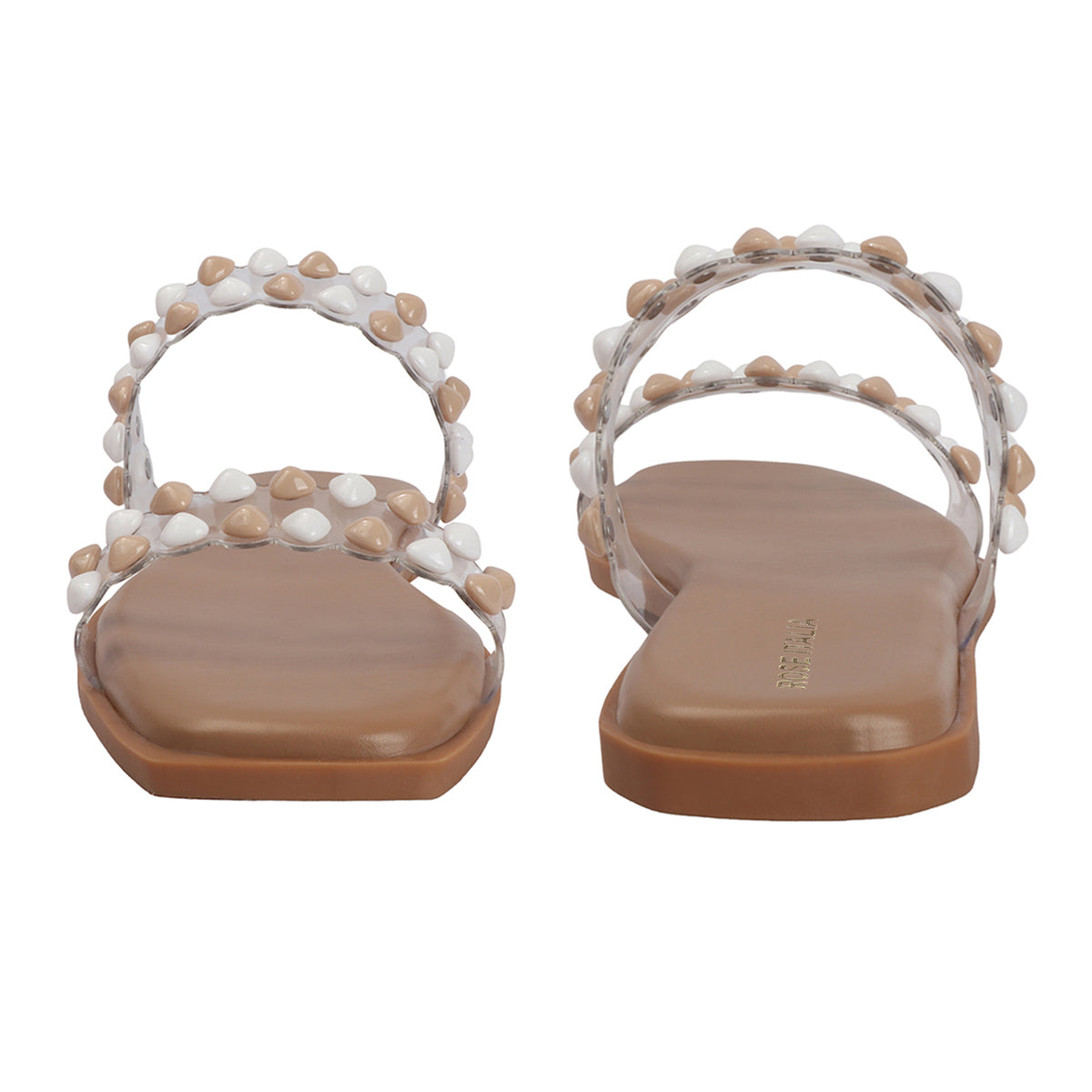 Dual-tone Studs Slip-on Flat Sandals