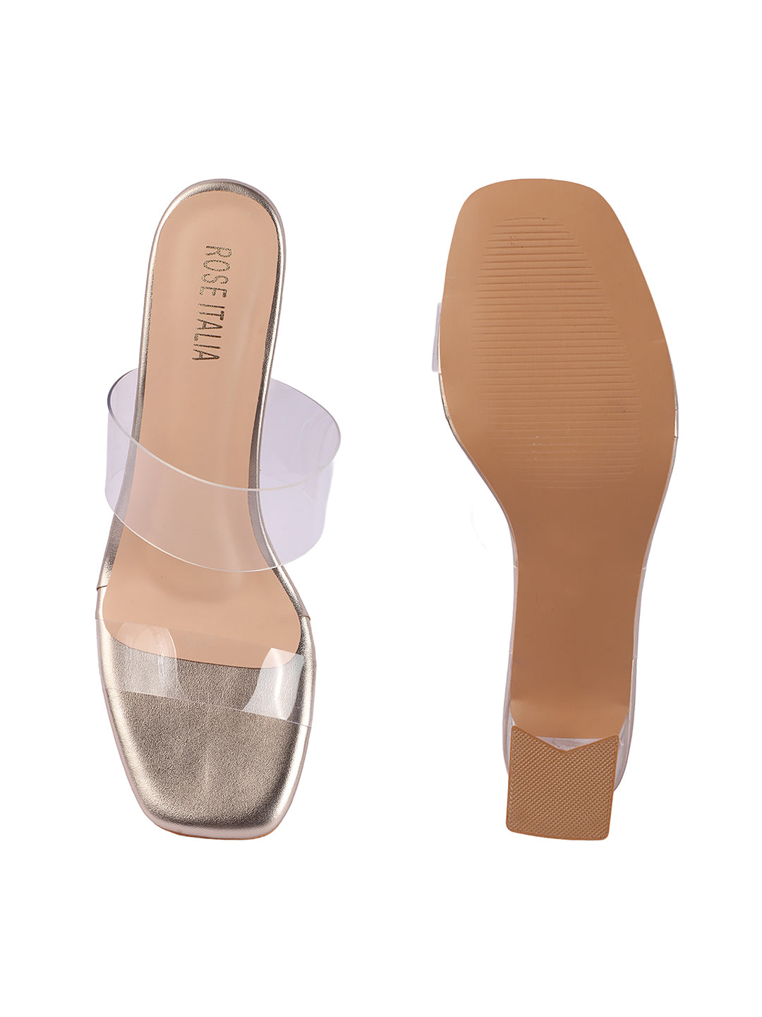Rose Italia Transparent Strap Block Heel Sandals