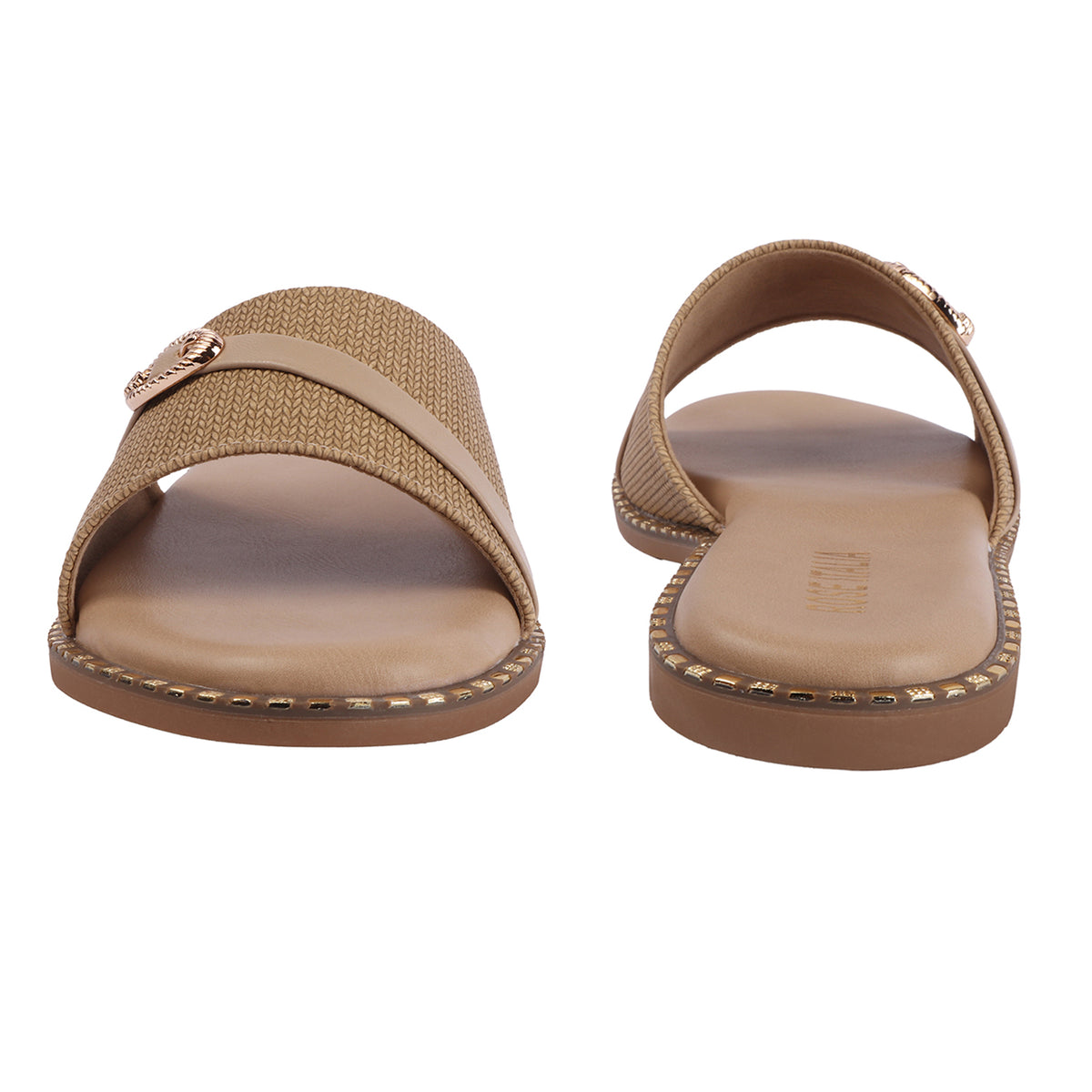 Rose Italia Cross-Band Slip-on Flat Sandals