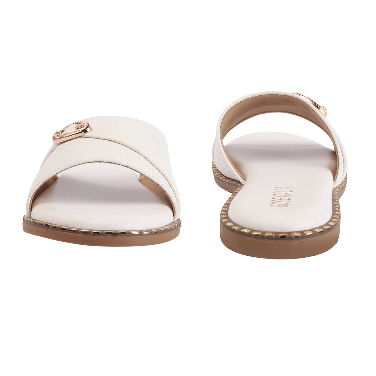 Rose Italia Cross-Band Slip-on Flat Sandals