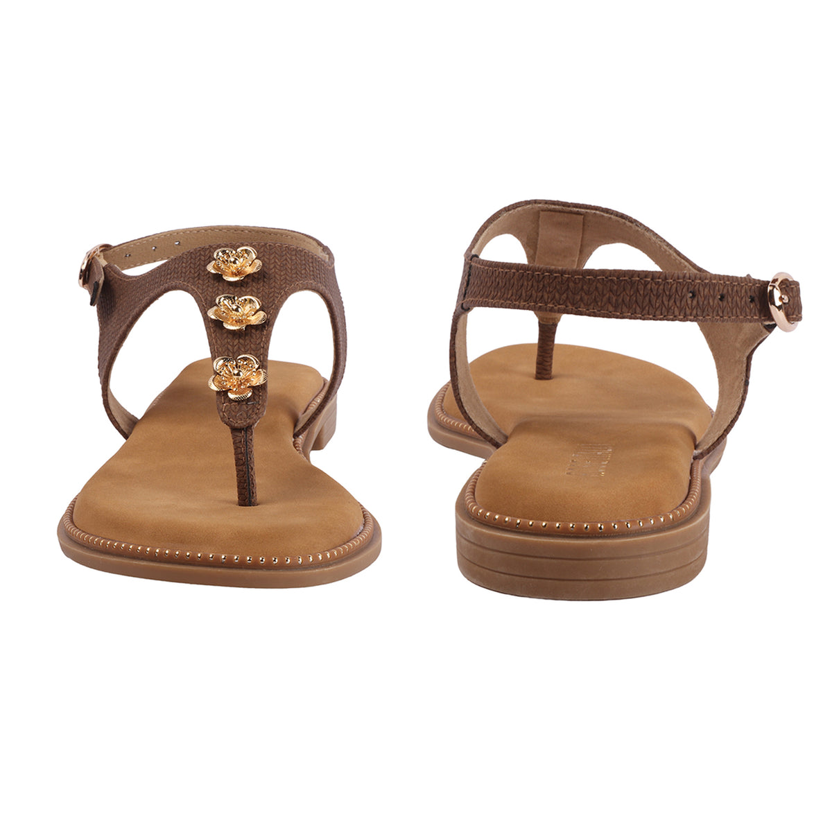 Rose Italia T-strap Slip-on Flat Sandals