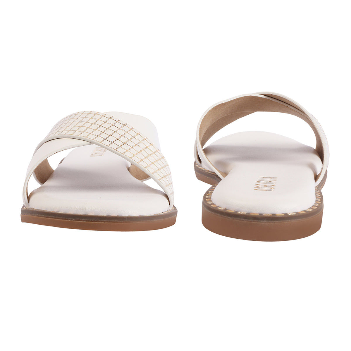 Rose Italia Cross-Strap Slip-on Flat Sandals