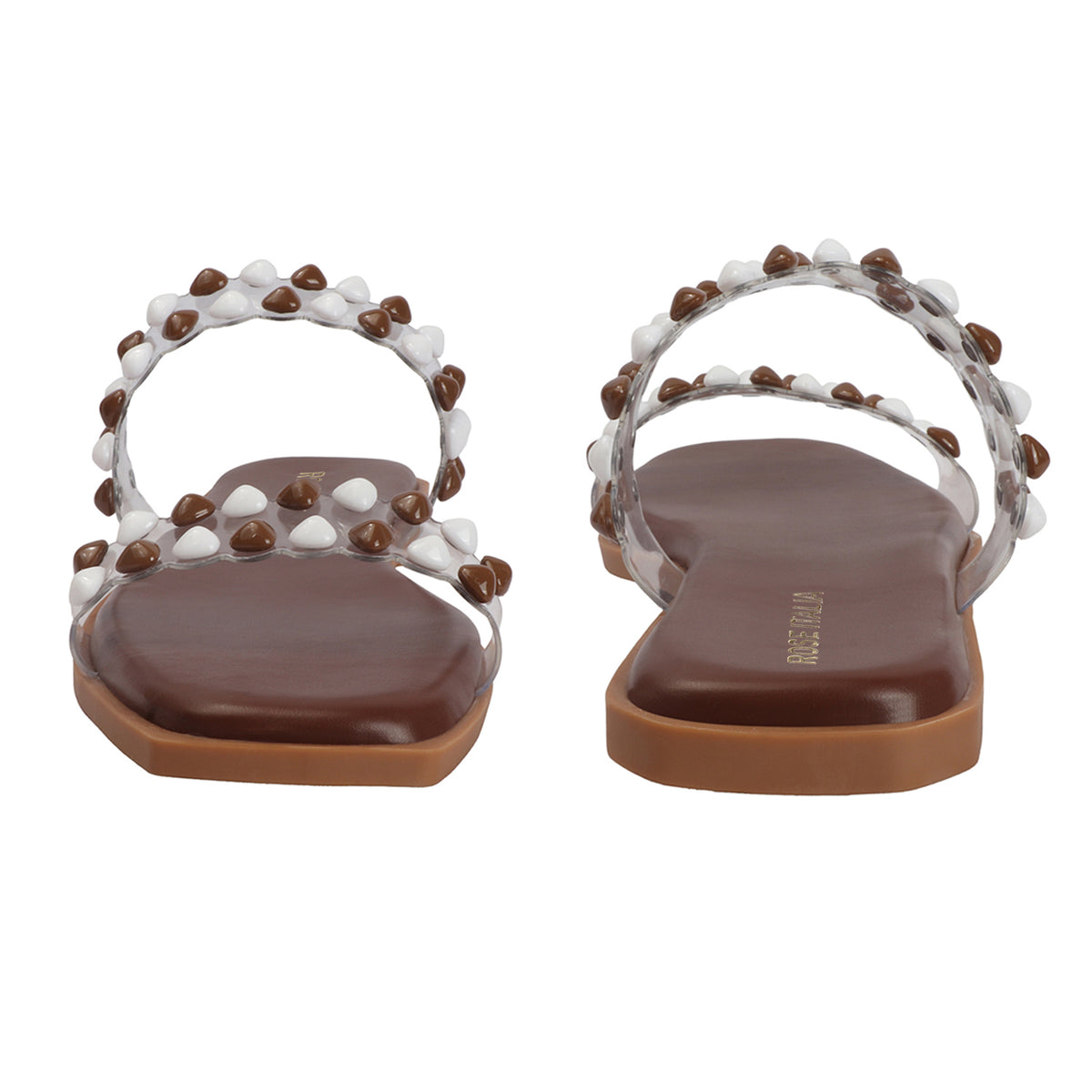Dual-tone Studs Slip-on Flat Sandals