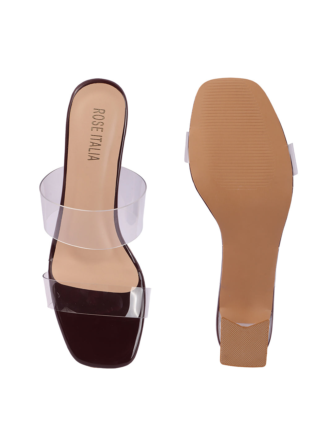 Rose Italia Transparent Strap Block Heel Sandals