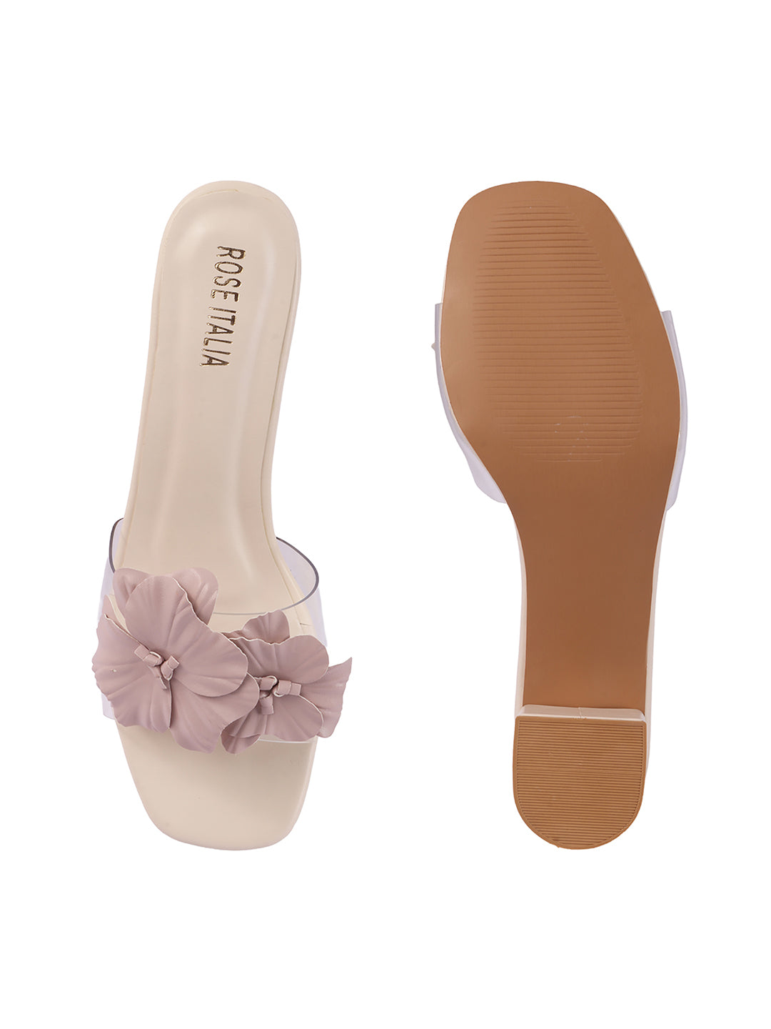 Rose Italia Floral Embellished Block Heel Slides