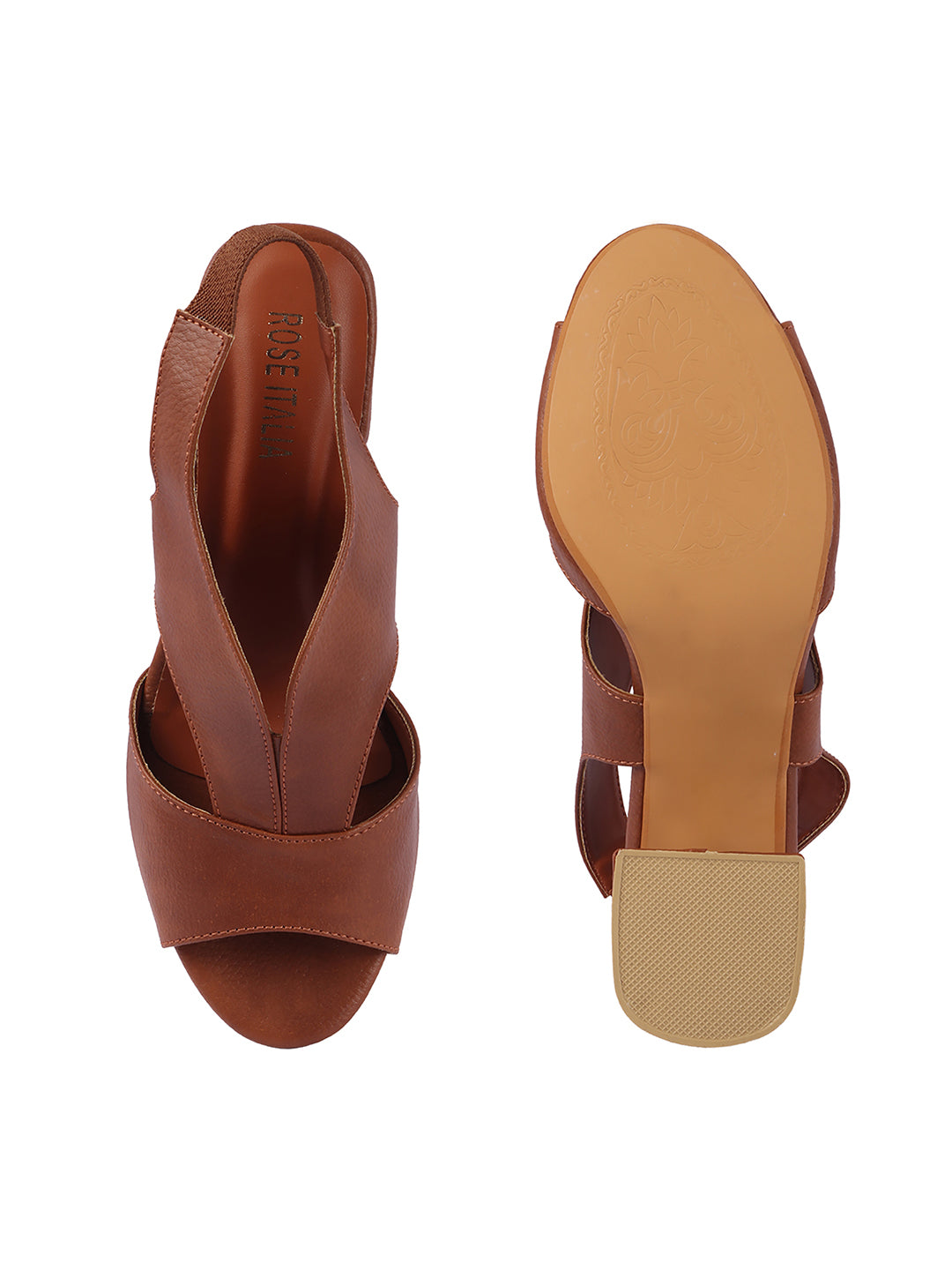 Rose Italia Crossover Strap Block Heel Slingbacks