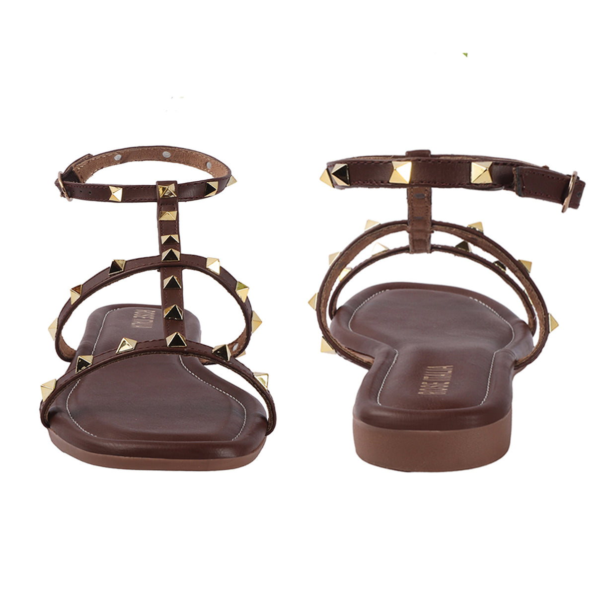 Rose Italia Chic T-strap Slip-on Flat Sandals