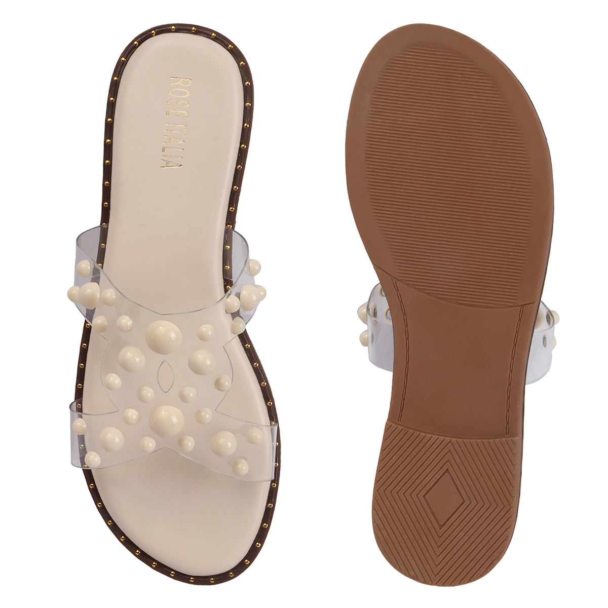 Transparent Bubble Stud Slip-on Flat Sandals
