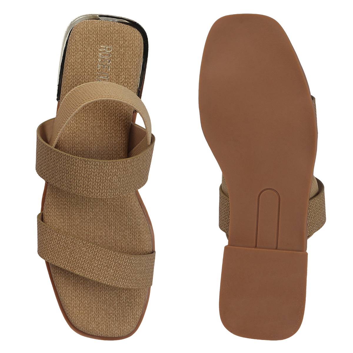 Contemporary Double-strap Slip-on Flat Sandals